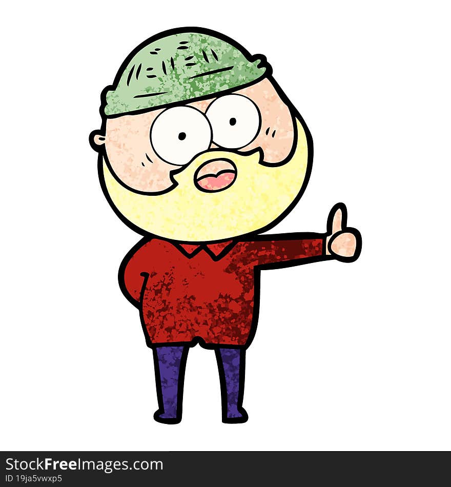 cartoon bearded man giving thumbs up sign. cartoon bearded man giving thumbs up sign