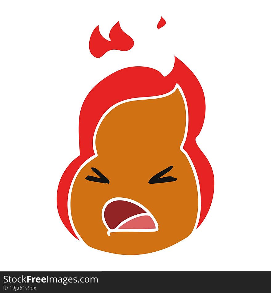 cartoon illustration kawaii cute fire flame. cartoon illustration kawaii cute fire flame