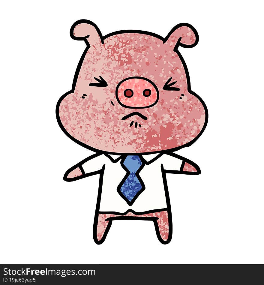 cartoon angry pig in shirt and tie. cartoon angry pig in shirt and tie