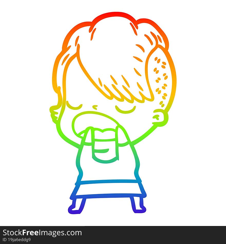 rainbow gradient line drawing cartoon cool hipster girl talking