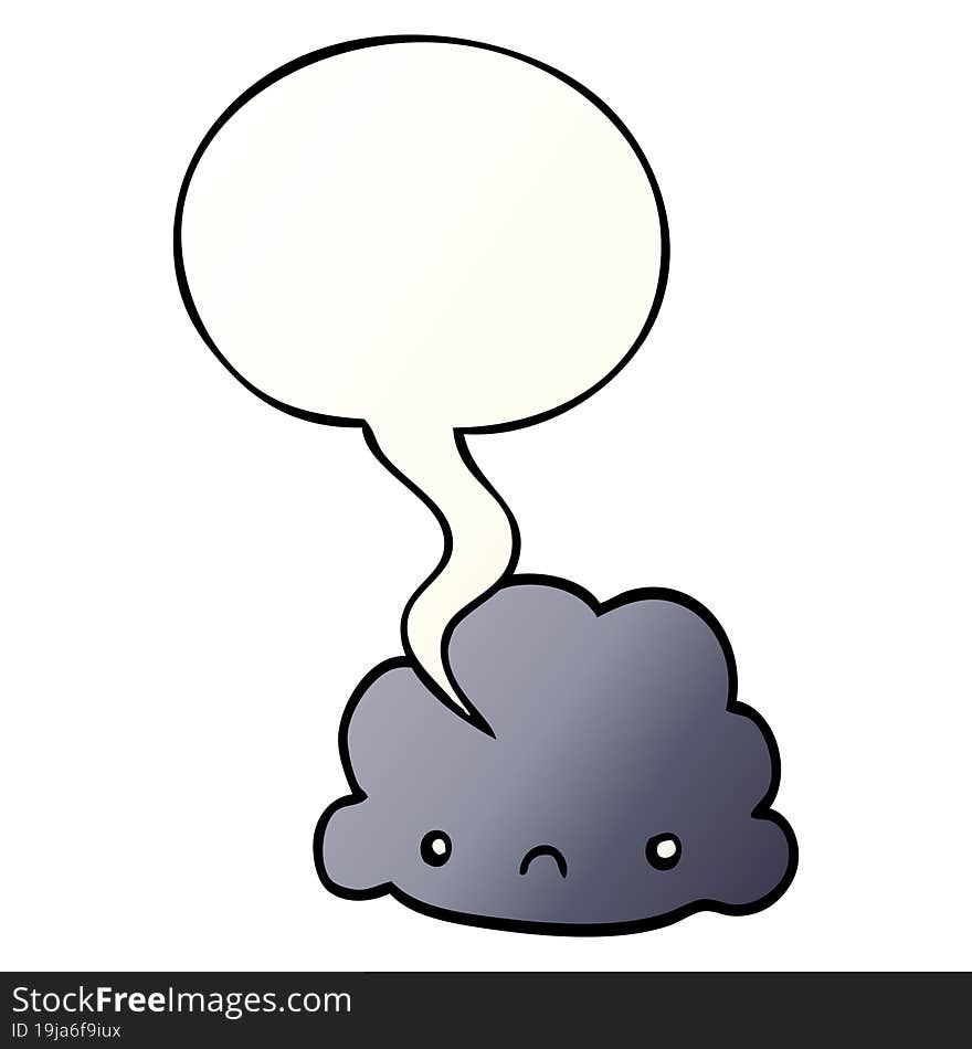 Cartoon Cloud And Speech Bubble In Smooth Gradient Style