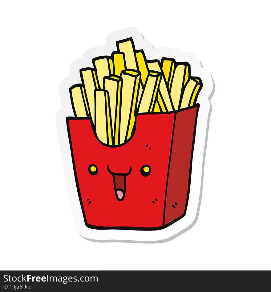 sticker of a cute cartoon box of fries