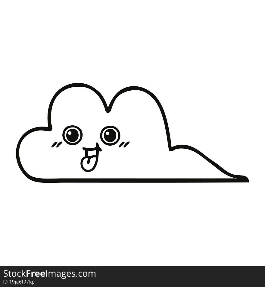 line drawing cartoon snow cloud