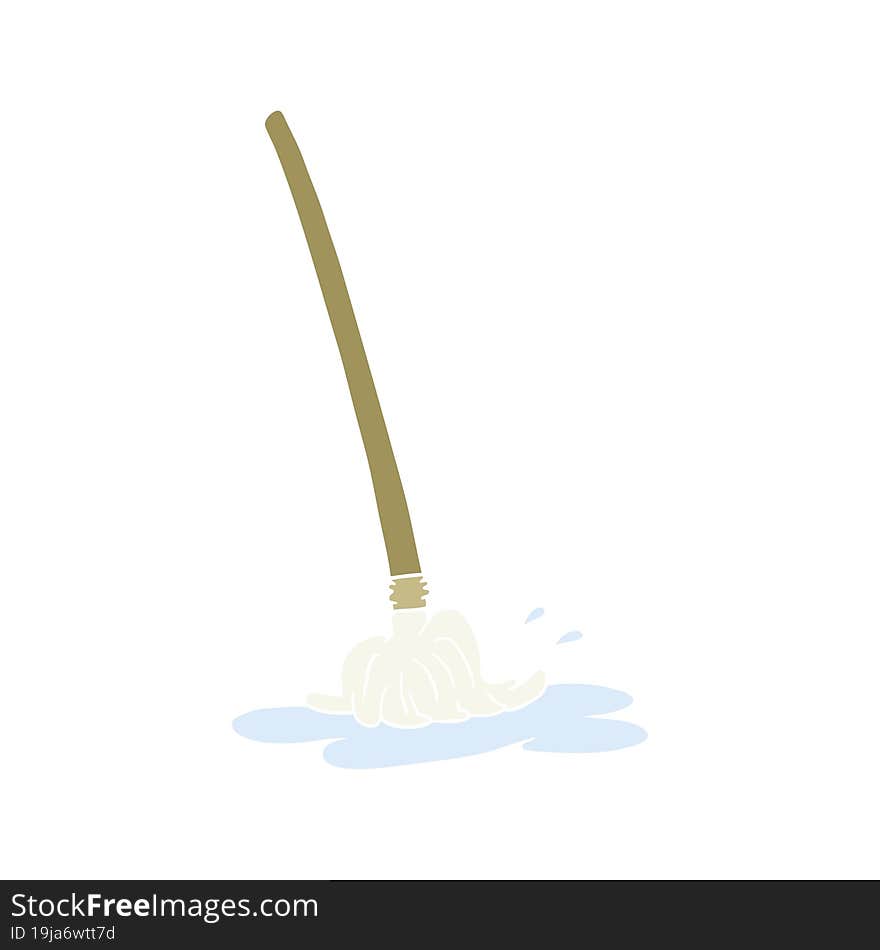 Wet Flat Color Style Cartoon Mop