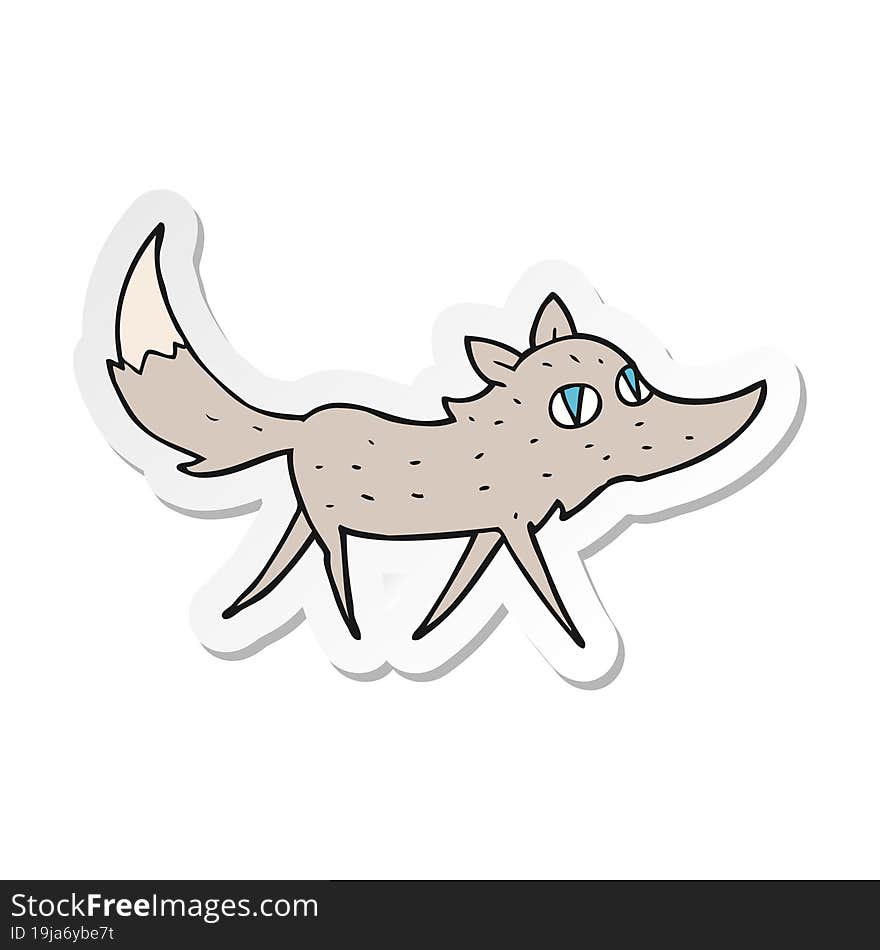 Sticker Of A Cartoon Little Wolf