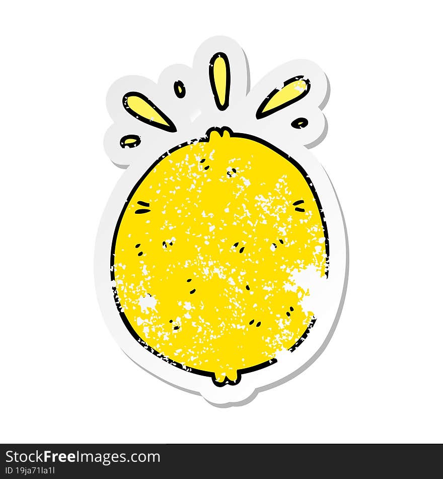 Distressed Sticker Of A Cartoon Lemon