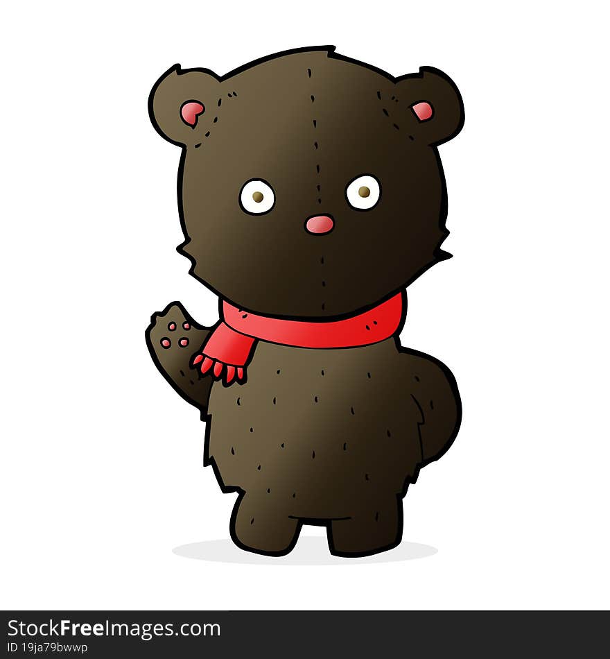 cartoon waving black bear cub