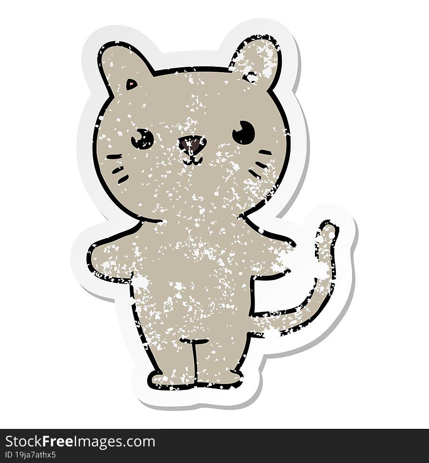 distressed sticker of a cartoon cat