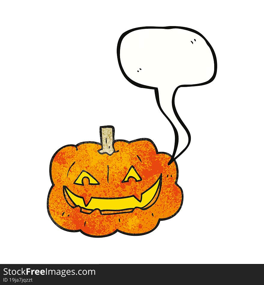 speech bubble textured cartoon spooky pumpkin