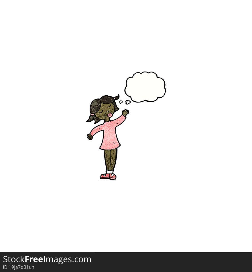 cartoon pretty girl waving