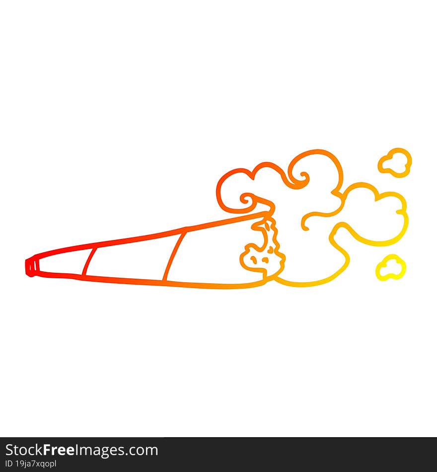 warm gradient line drawing of a cartoon rolled cigarette