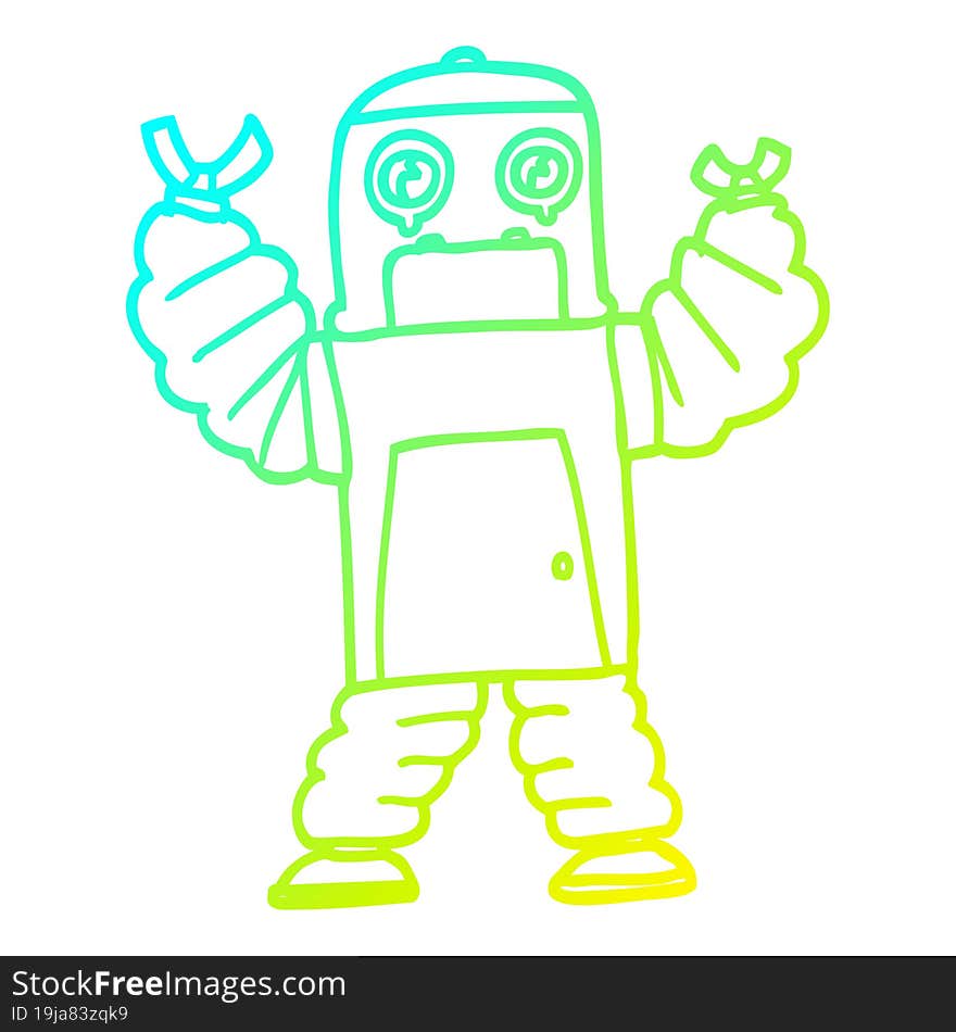 cold gradient line drawing cartoon robot