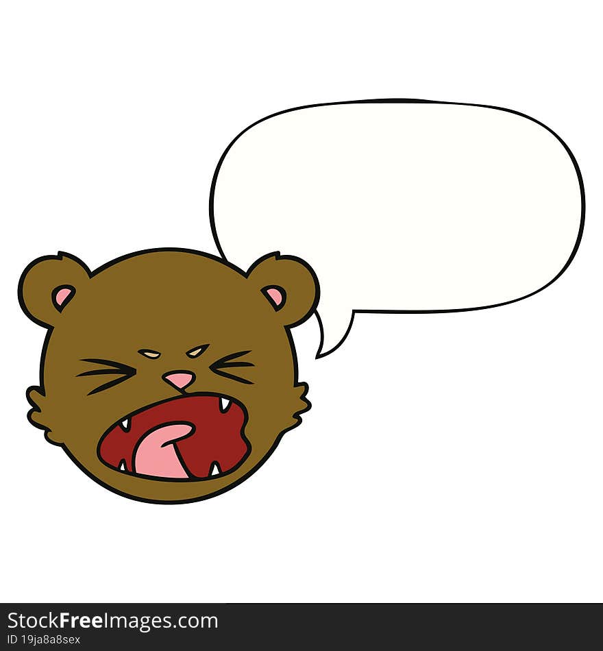 cute cartoon teddy bear face and speech bubble