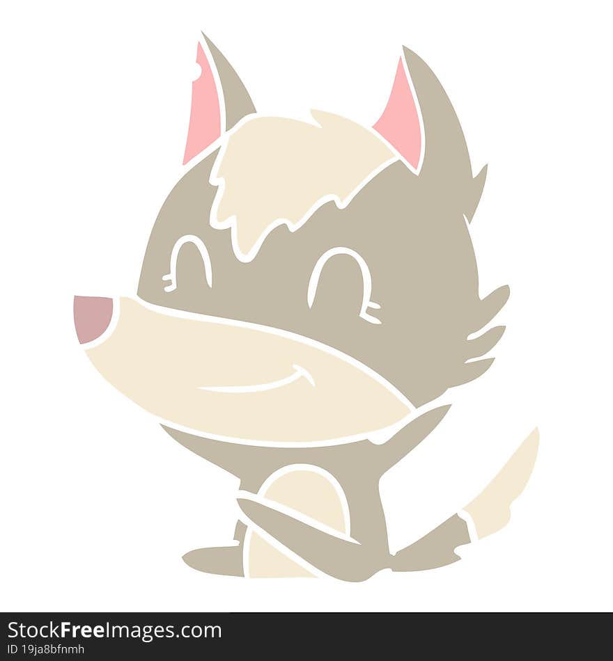 friendly flat color style cartoon wolf