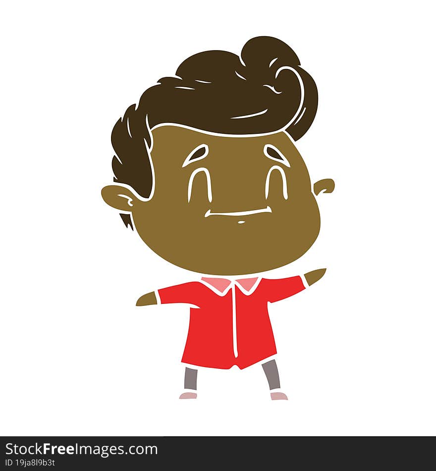 Happy Flat Color Style Cartoon Man