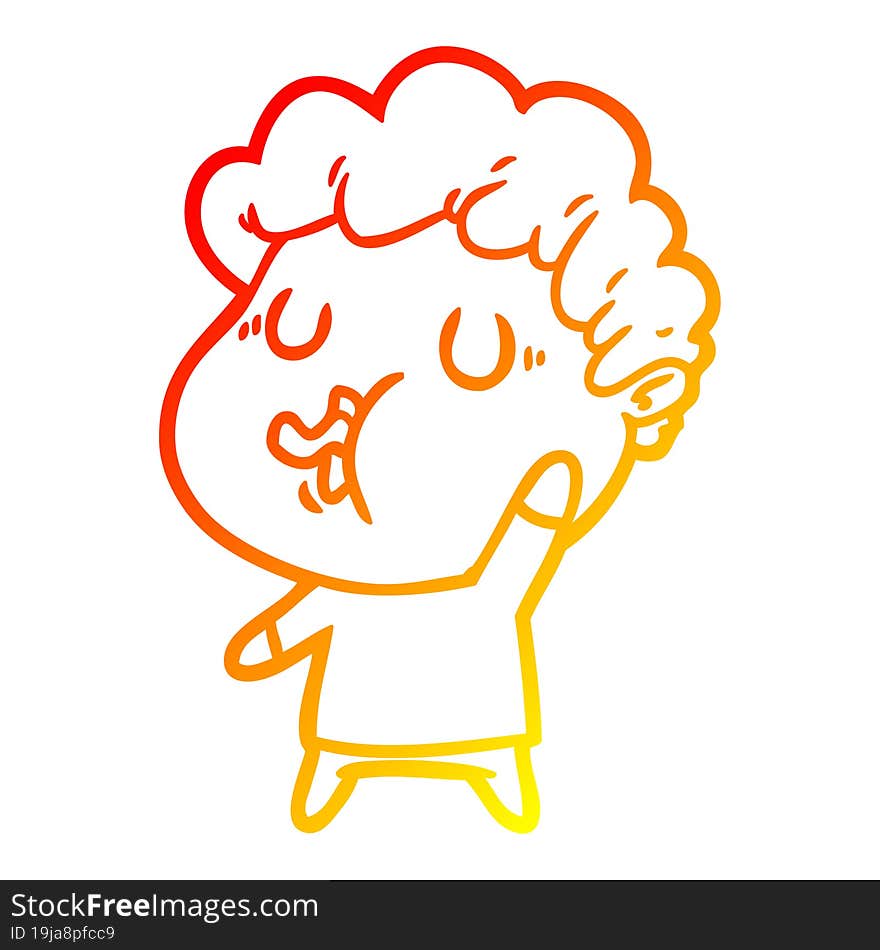 Warm Gradient Line Drawing Cartoon Man Singing