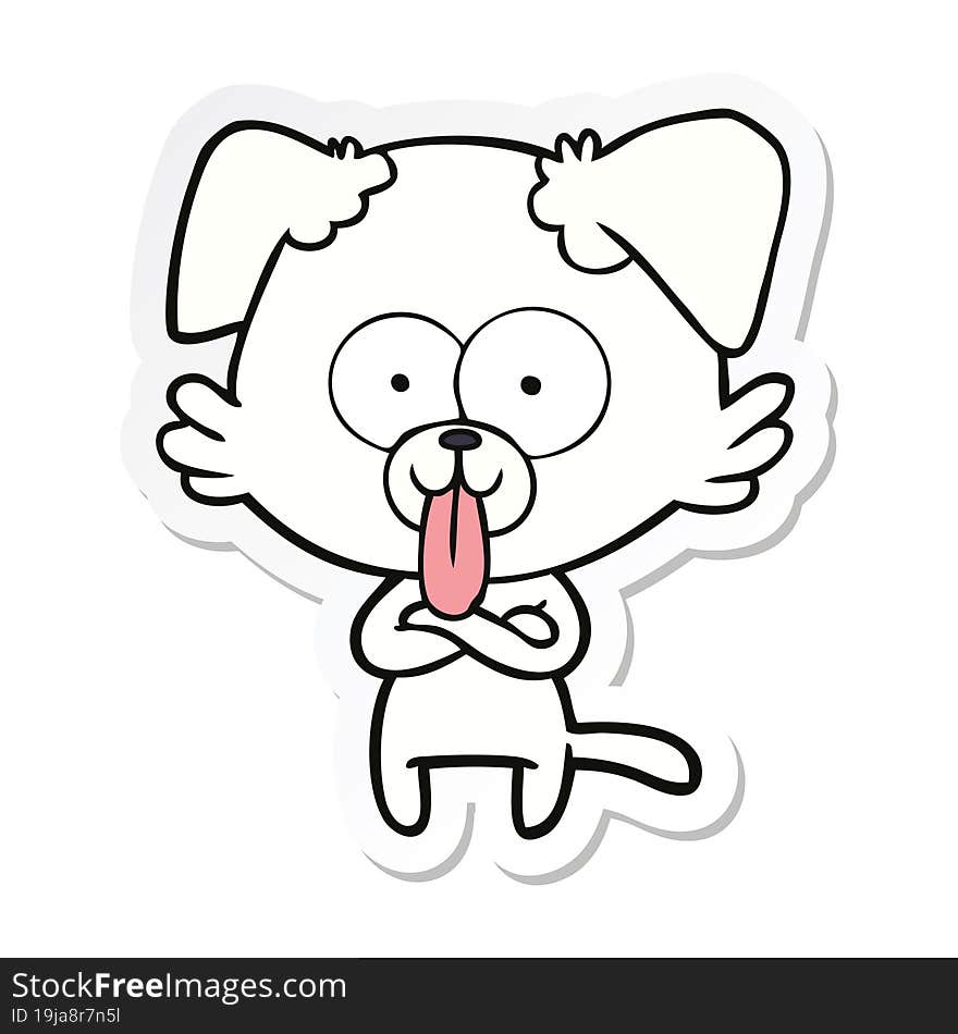 sticker of a cartoon dog with tongue sticking out