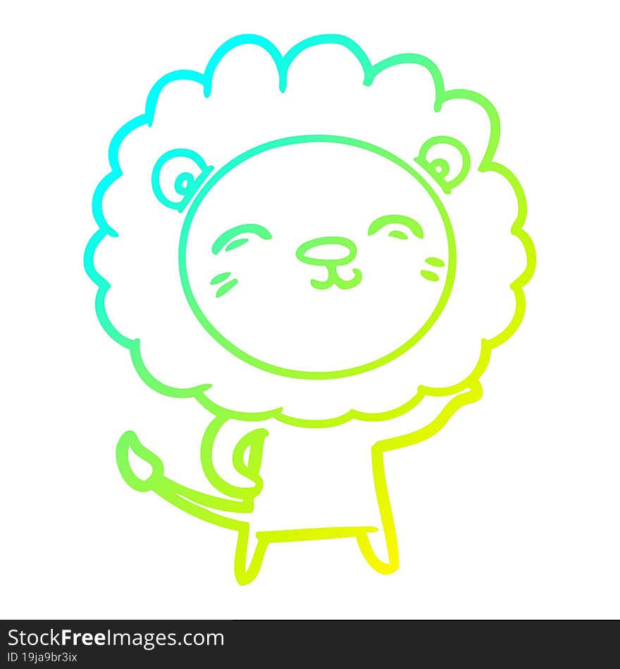 cold gradient line drawing of a cartoon lion