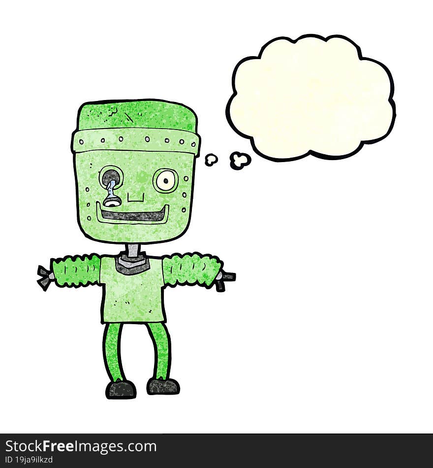 cartoon robot with thought bubble