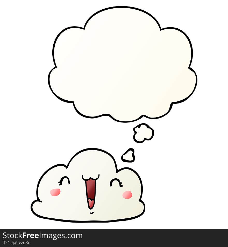 Cartoon Cloud And Thought Bubble In Smooth Gradient Style