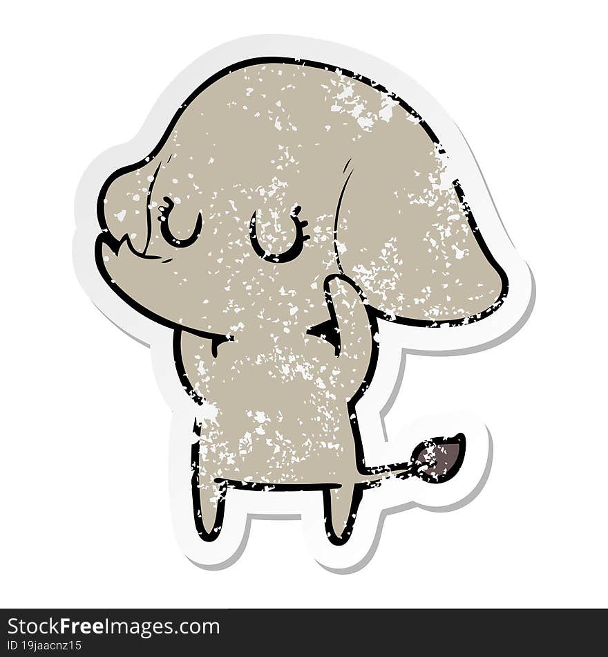 distressed sticker of a cute cartoon elephant