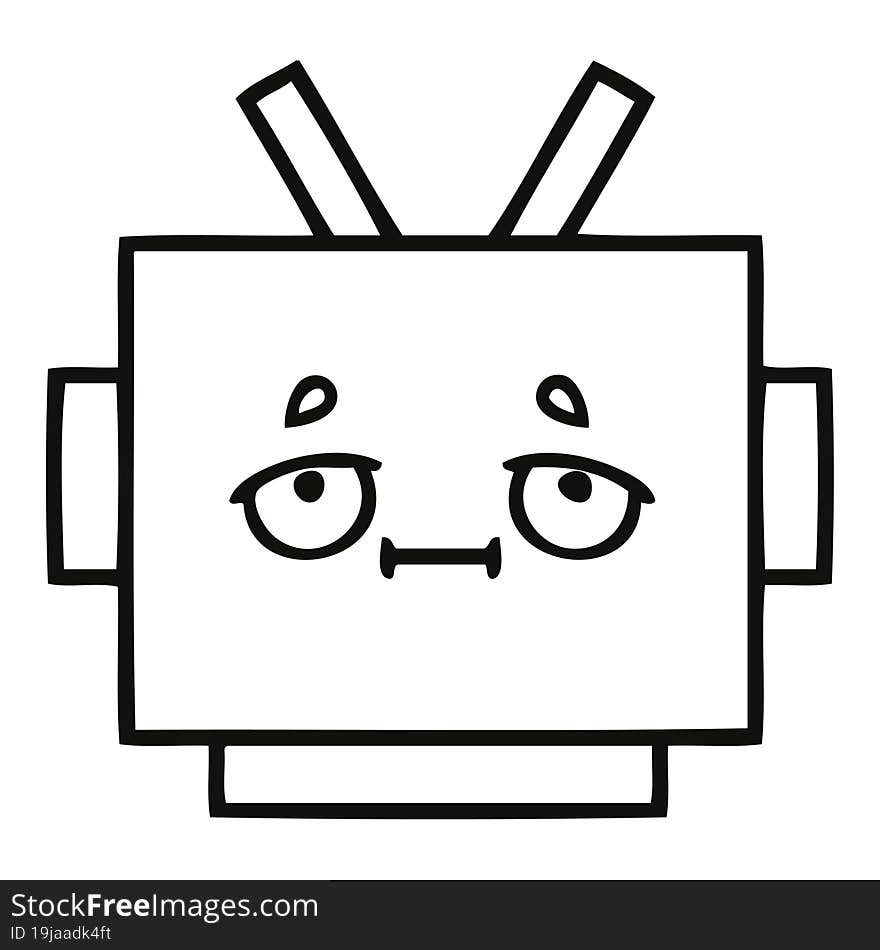 line drawing cartoon robot head