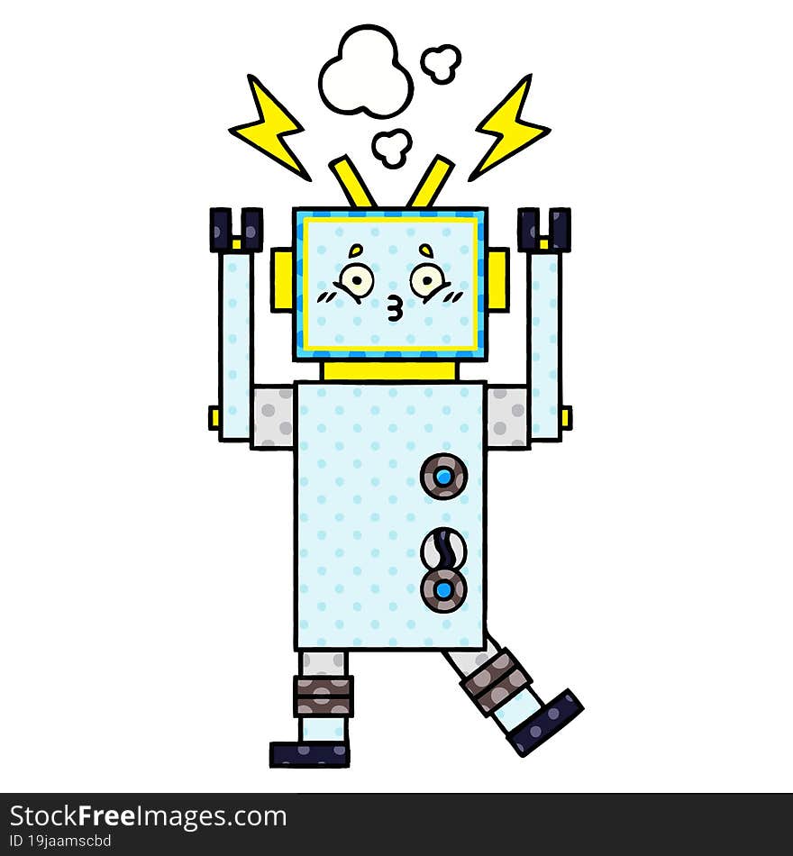 Comic Book Style Cartoon Robot