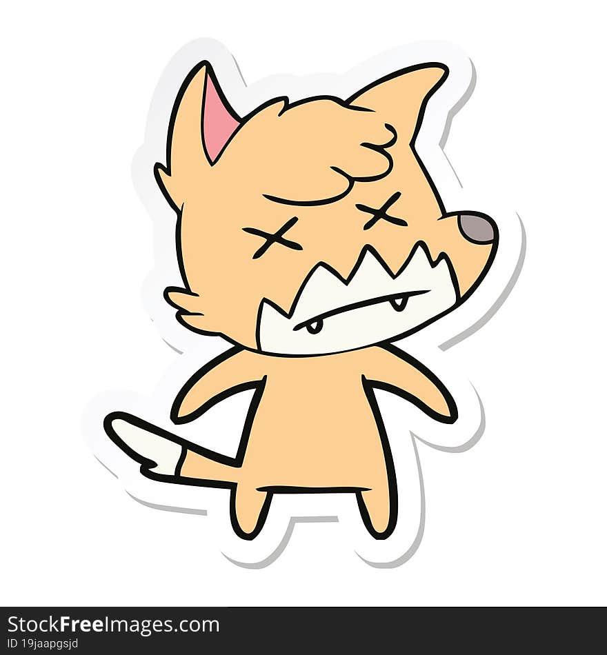 sticker of a cartoon dead fox