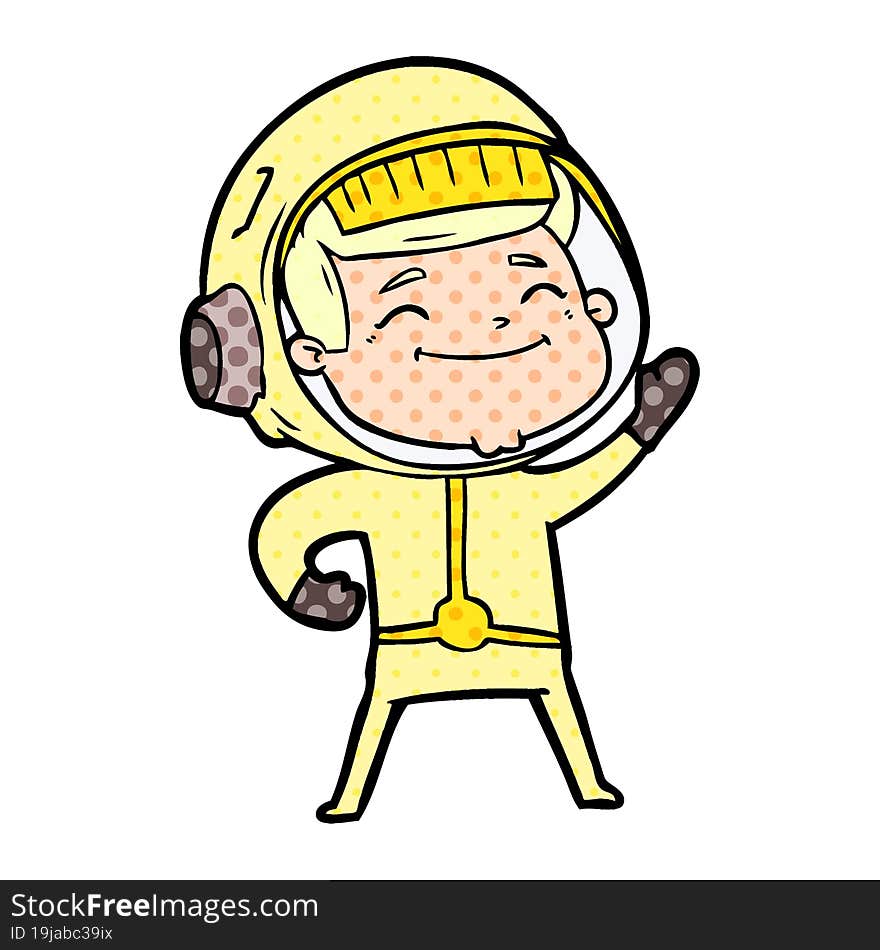 happy cartoon astronaut. happy cartoon astronaut