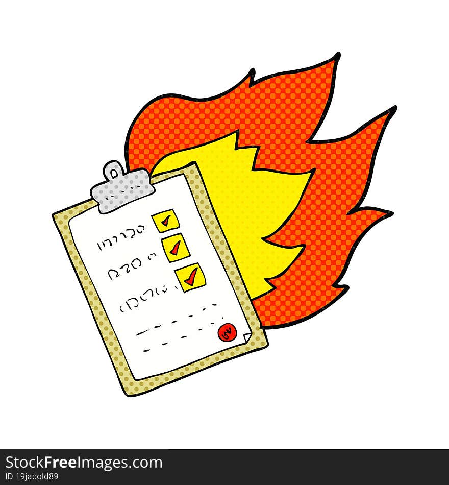 cartoon checklist burning