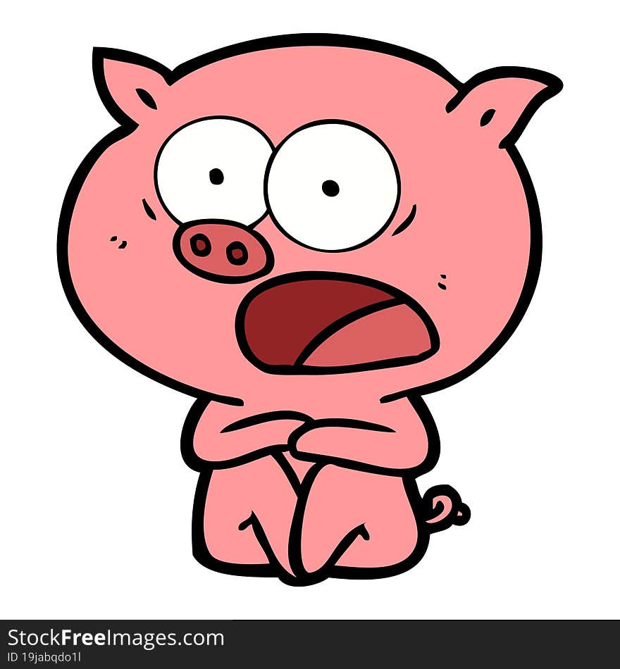 shocked cartoon pig sitting down. shocked cartoon pig sitting down