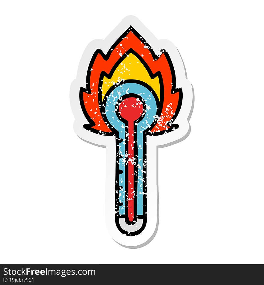 distressed sticker of a cute cartoon glass thermometer