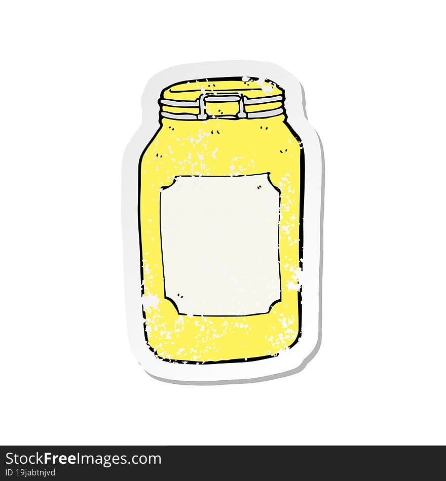 retro distressed sticker of a cartoon jar