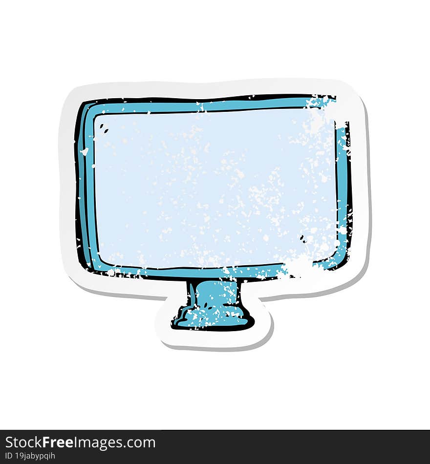 retro distressed sticker of a cartoon computer screen