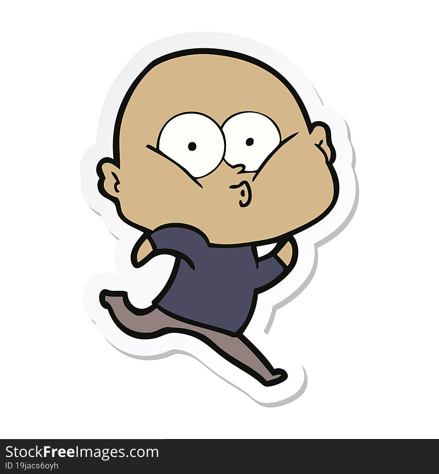 sticker of a cartoon bald man staring