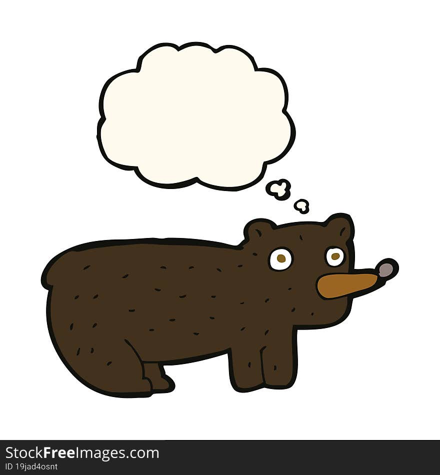 funny cartoon black bear with thought bubble