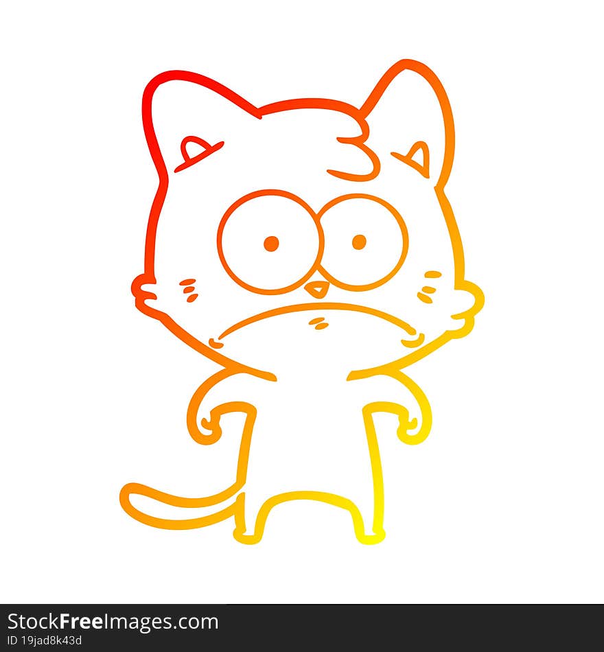 warm gradient line drawing cartoon nervous cat