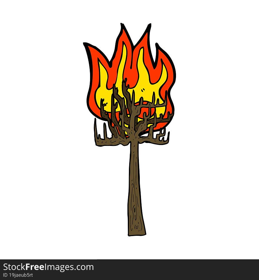 cartoon tree on fire