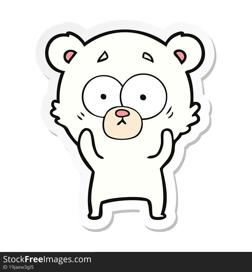 sticker of a surprised polar bear cartoon