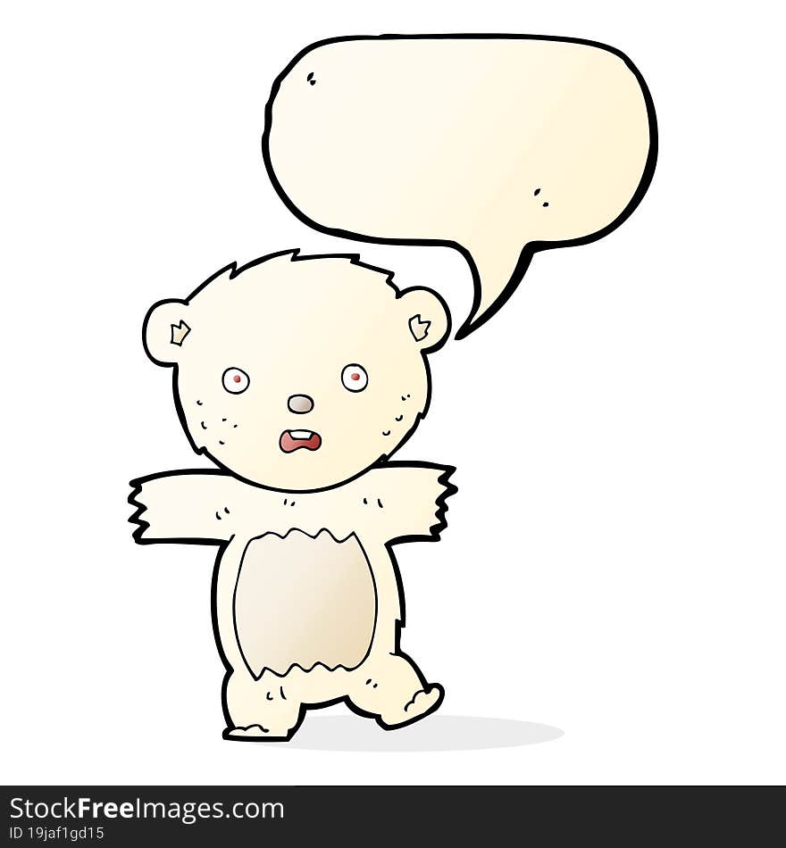 Cartoon Shocked Polar Bear Cub With Speech Bubble