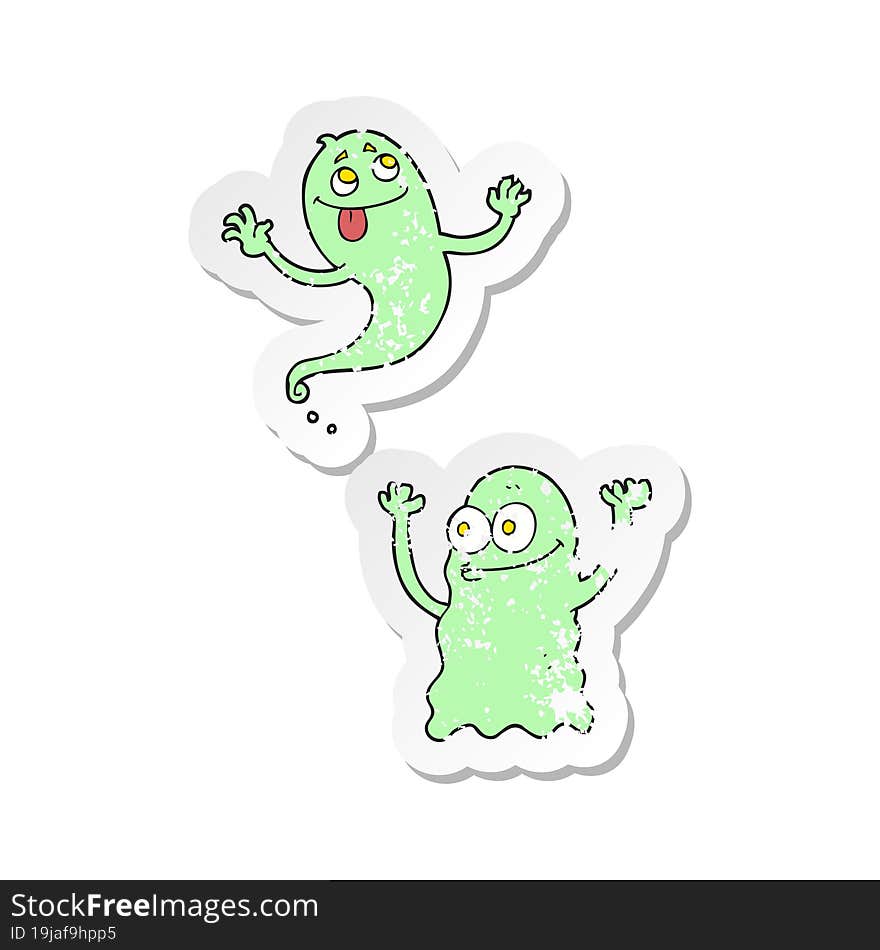 Retro Distressed Sticker Of A Cartoon Ghosts