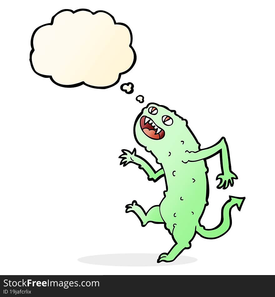 cartoon monster with thought bubble