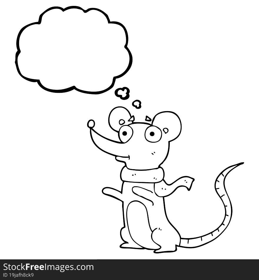 freehand drawn thought bubble cartoon mouse