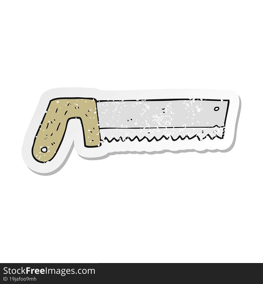 retro distressed sticker of a cartoon wood saw