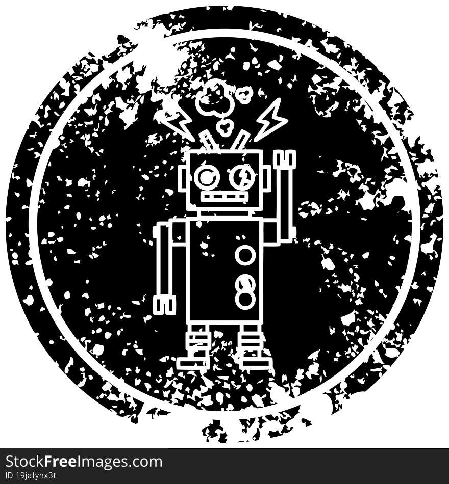 malfunctioning robot distressed icon