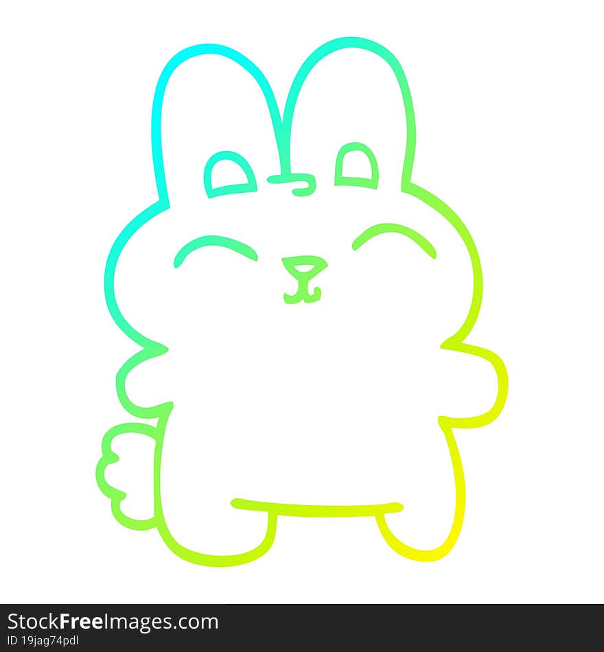 cold gradient line drawing cartoon grey rabbit