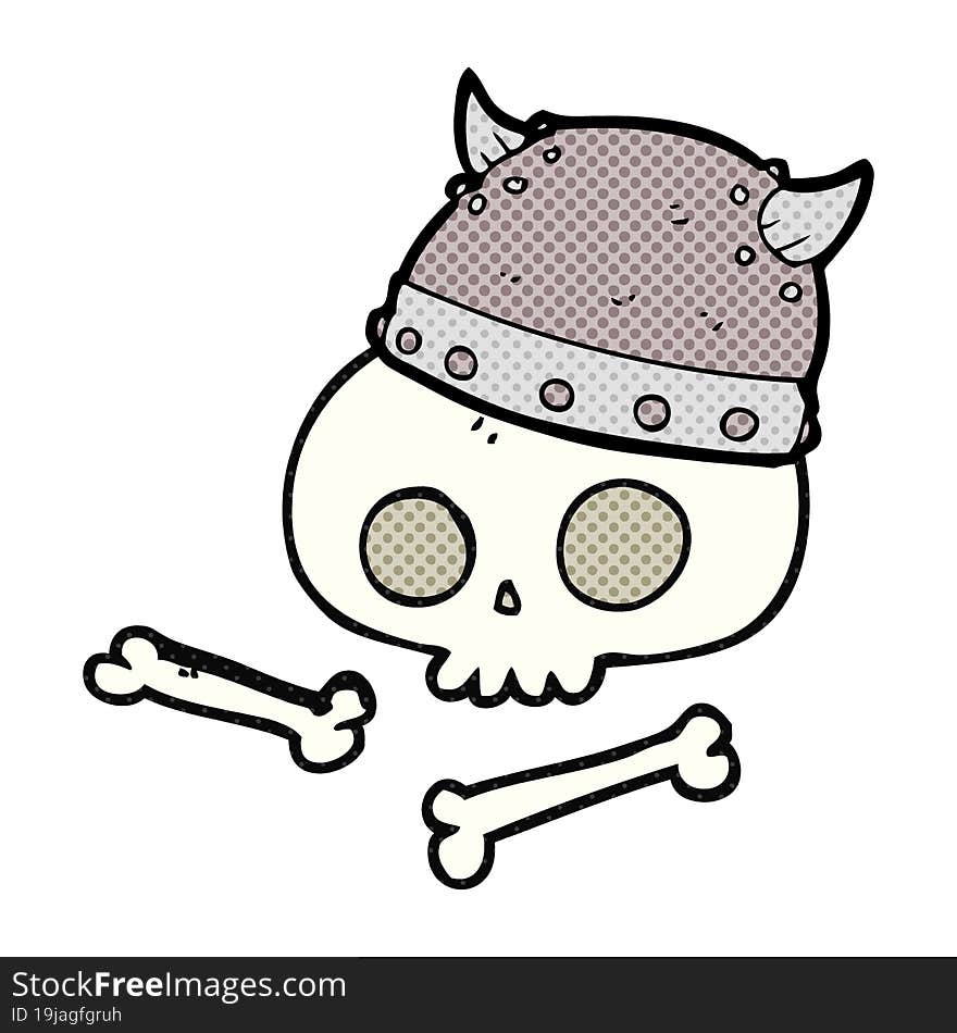 cartoon viking helmet on skull