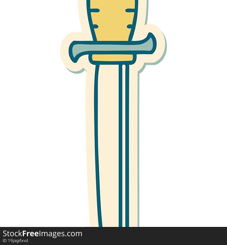 sticker of tattoo in traditional style of a dagger. sticker of tattoo in traditional style of a dagger