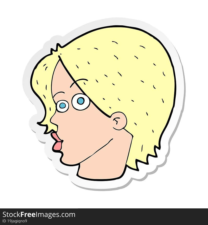 Sticker Of A Cartoon Female Face