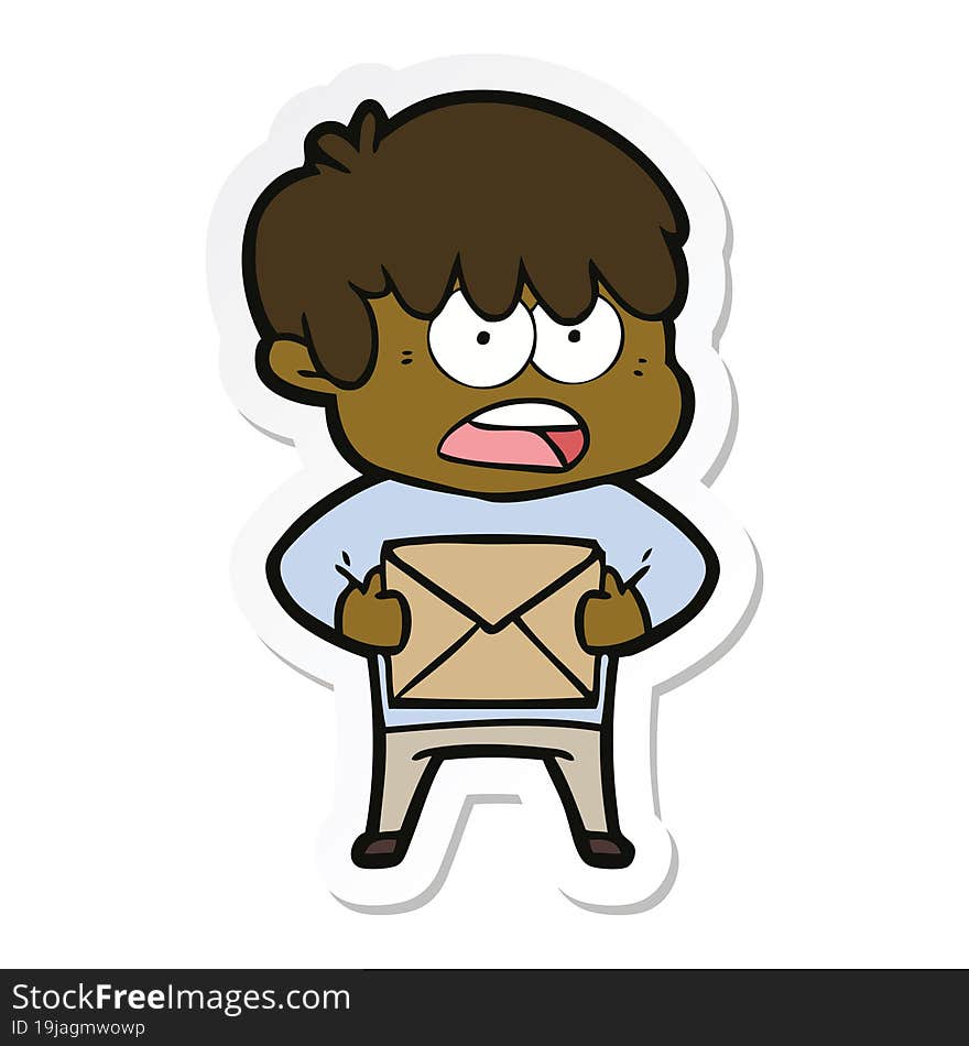 Sticker Of A Worried Cartoon Boy